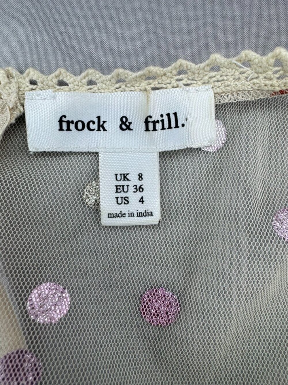 Frock & Frill Sx 4 Floral Bird Embroidered Maxi Dress Allover Rainbow Polka Dot - Picture 7 of 9